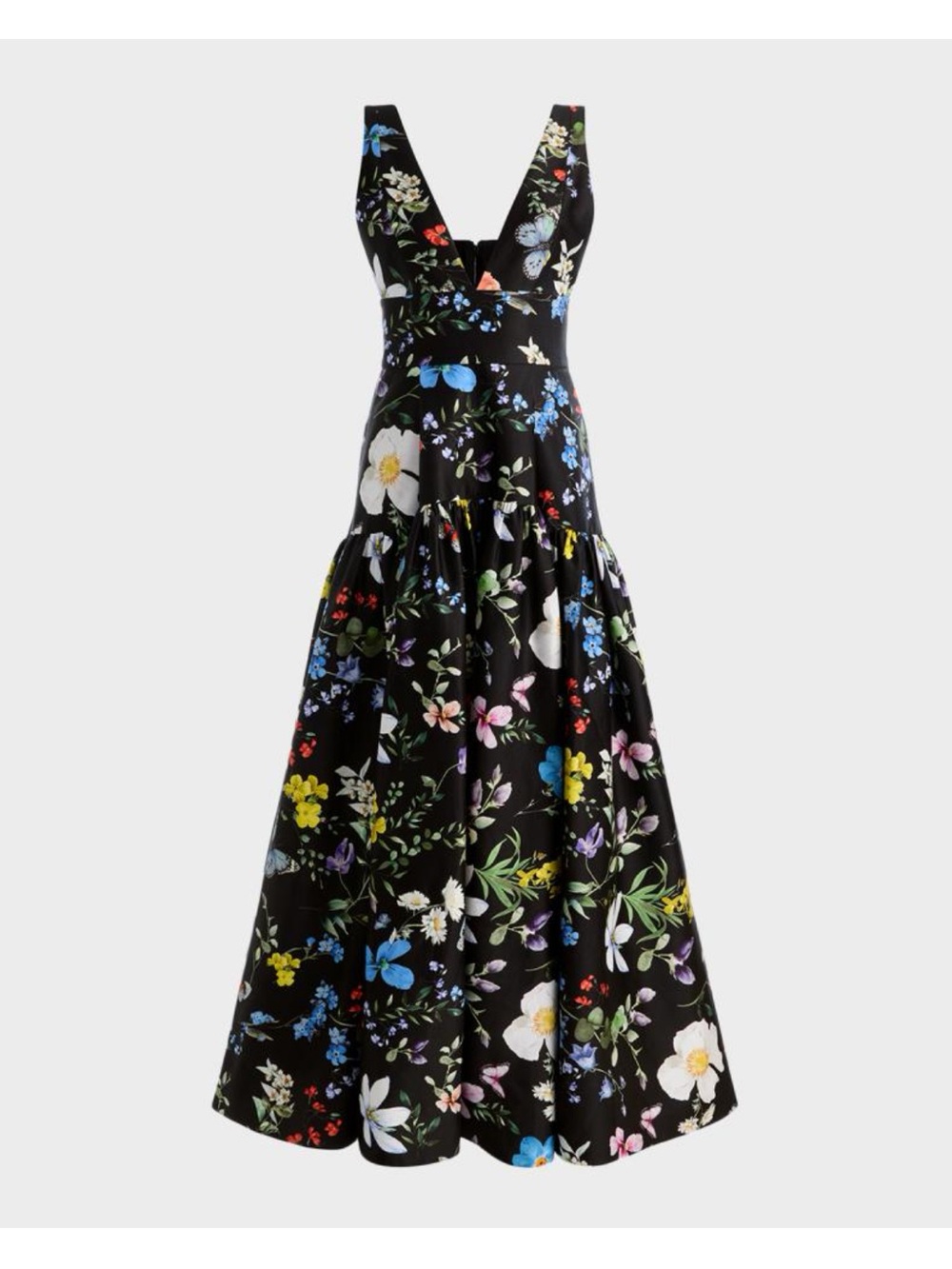 Alice + Olivia Black Floral Plunge Maxi Dress - Picture 6 of 11